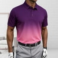 thumbnail image 3 of Men's Gradient Golf Polo Shirt Casual Short Sleeve Lapel Button Down Performance Athletic Polo, 3 of 4