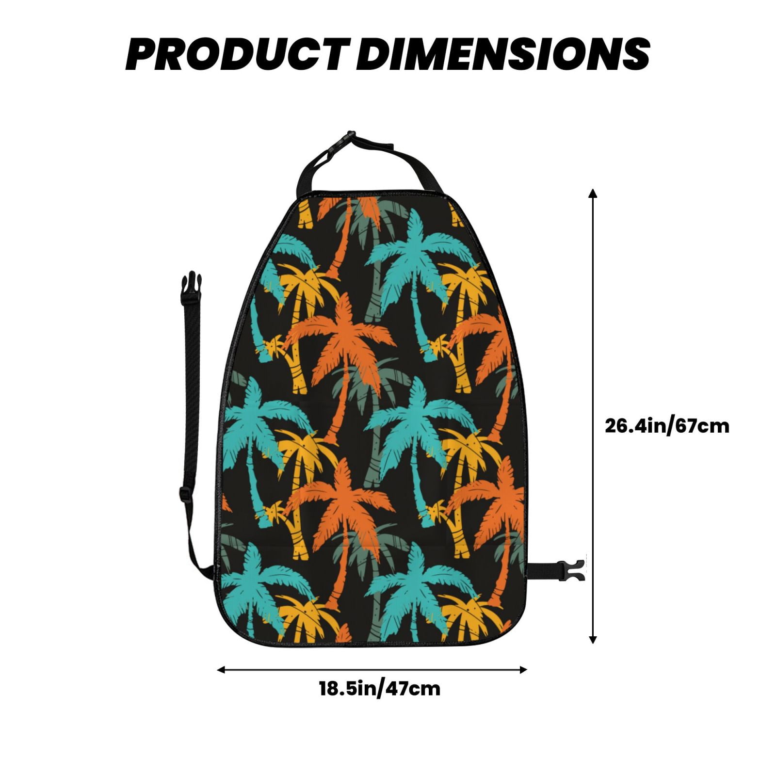 Kdxio Palm Trees Print 2 Pack Car Kick Mat Seat Cover Back Protector Mat with Pockets for Organizer Backseat Protector and Storage Anti Kick Pad for Vehicles