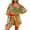 Orange, variant on Womens Off Shoulder Shorts Rompers Wide Leg Flutter Sleeve Boho Floral Jumpsuits with Waist Tie Blue, Size S