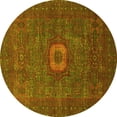 thumbnail image 1 of Ahgly Company Machine Washable Indoor Round Oriental Yellow Modern Area Rugs, 7' Round, 1 of 4