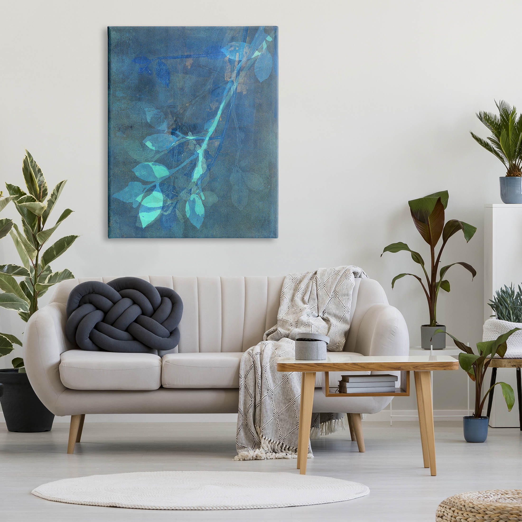 Layered Abstract Botanical Leaves Botanical & Floral Graphic Art Gallery Wrapped Canvas Print Wall Art