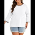 thumbnail image 3 of Blusas de 3/4 para Mujer, Elegantes, Informales, con Cuello Redondo, Holgadas y A , para M, 3 of 9