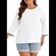 thumbnail image 3 of Blusas de 3/4 para Mujer, Elegantes, Informales, con Cuello Redondo, Holgadas y A , para L, 3 of 9