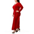 thumbnail image 3 of Ella Samani Women's Plus Size Long Sleeve Surplice Maxi Dress with Embellishment, 3 of 3