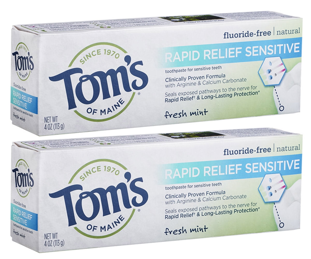 Tom's of Maine Rapid Relief Sensitive Natural Toothpaste, Fresh Mint, 2 Pack