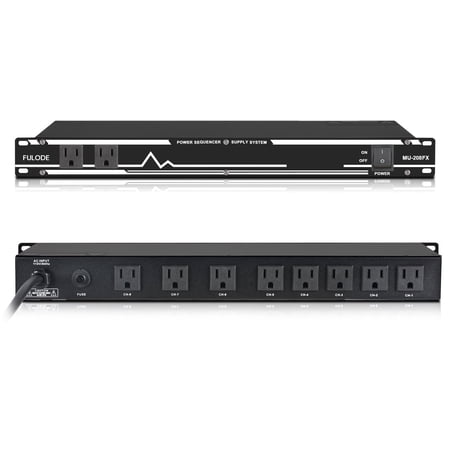 Power Conditioner for Audio Equipment, 10 Outlets 30A Rack Mount Audio Digital Pro Power Supply Controller Regulator for Home Theater Sound System Stage Studio (MU-208FX)
