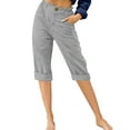 thumbnail image 1 of Innerwin Women's High Waist Lounge Capris, Beach Button Style, Light Gray, Size M, 1 of 2