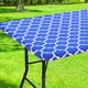 thumbnail image 1 of Mantel rectangular para picnic, impermeable, elástico, para mesas de 6 pies, con respaldo de franela lavable (azul, 30 x 72 pulgadas), 1 of 5