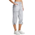 thumbnail image 2 of Capris for Women Quick Dry Elastic Waist Straight Leg with 6 Pockets Lightweight Casual Summer Hiking Pants, XL, 2 of 7