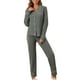thumbnail image 4 of INSPIRAR CHIC Conjunto de Pijamas para Mujeres, Parte Superior de Manga Larga con Botones y Pantalones, Juego de Pijamas a Juego de Dos Piezas para Navidad, S Gris, 4 of 5