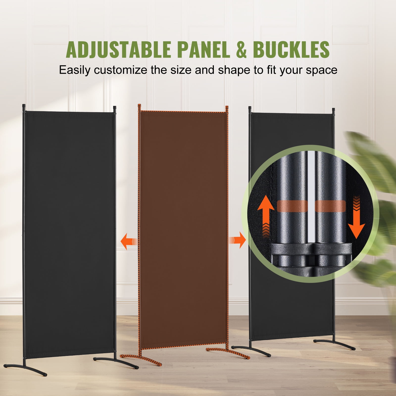 VEVOR Room Divider, 3 Panel Room Dividers and Folding Privacy Screens, Fabric Partition Room Dividers for Office, Bedroom, Dining Room, Study, Freestanding, Black