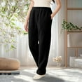 thumbnail image 4 of HXWCHs Women's High Waist Straight Leg Casual Pants Thermal Soft Elastic Trousers WITH Pockets Comfortable Winter Wear for Everyday Home Relaxation and Outdoor Use M Black, 4 of 4