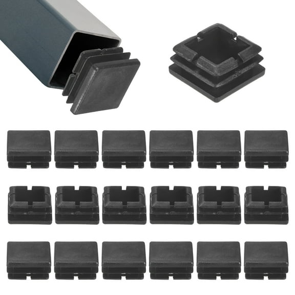 Uxcell 20 Pack Tubing End Caps 1 x 1" Plastic Square Hole Plugs Inserts for Chair Leg/Bar Stool