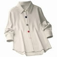 thumbnail image 2 of Womens Fashion Casual Button Down Shirt Long Sleeve Collar Loose Regular Blouses Fall Tops White S, 2 of 7