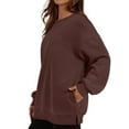 thumbnail image 2 of Brown Womens Tops Womens Oversized Sweatshirts Crewneck Long Sleeve Tops Pullover Fall Fashion Clothes with Pocket Fall Outfits for Women 2025, 2 of 6