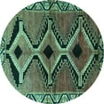 thumbnail image 1 of Ahgly Company Indoor Round Southwestern Turquoise Blue Country Area Rugs, 4' Round, 1 of 4