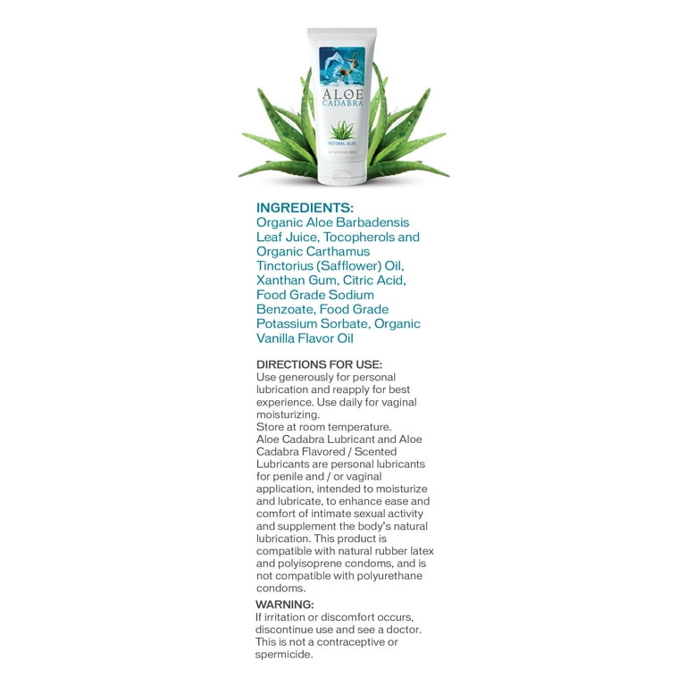 Aloe Cadabra 5.5 Oz. Water Based Personal Lubricant, Organic Moisturizer &  Natural Sex Lube