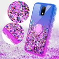 thumbnail image 5 of Liquid Glitter Phone Case for Cricket Debut 4G / AT&T Calypso 2 (U319AA) Ring Kickstand Case Cover w/Tempered Glass Screen Protector - Purple/Blue, 5 of 6