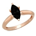 thumbnail image 4 of 1 ct Marquise Cut Natural Onyx Solitaire 18K Rose Gold Womens Engagement Ring, 4 of 5