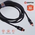 thumbnail image 2 of Griffin 10FT High-Powered USB-C to USB-C Charge & Sync Cable - Fast Charging for Laptops, Tablets, Phones, USB-C Cable, Durable Braided Cable, Universal Compatibility, 240W Power Delivery, 2 of 9