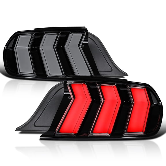 Spec-D Tuning 2024 Look Smoke Full LED Tail Lights w/ Sequential Signal Compatible with 2015-2023 Ford Mustang Left Right Lamp Assembly