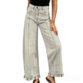 thumbnail image 2 of WGRFFH Barrel Jeans Women,High Waisted Baggy Jeans,2026 Wide Leg Jeans,Ankle Denim Pants with Vertical Seams,Y2k Patchwork Baggy Boyfriend Denim Pants,Ruffled Hem Fall Long Trousers Beige, 2 of 7