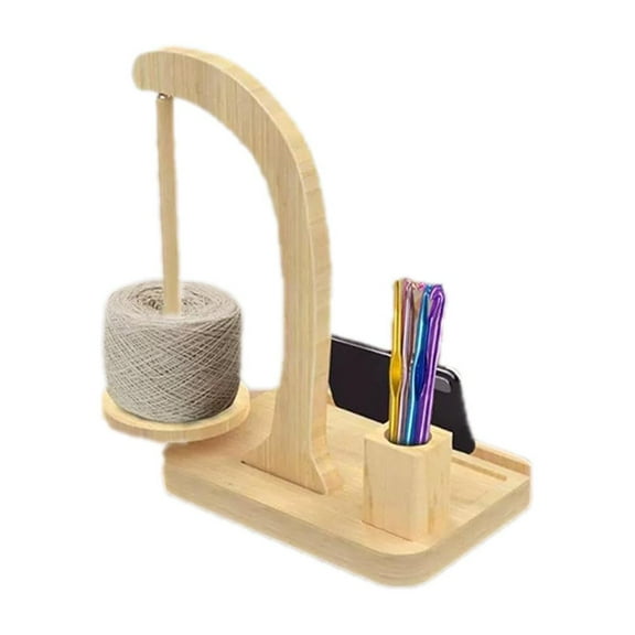 SharkTRUE Magnetic Yarn Holder for Crocheting and Knitting,Wooden Crochet Yarns Holders Dispenser,Yarns Spinner Yarn Storage with Phone Stand,Yarn Ball Holder for Knitting Lovers