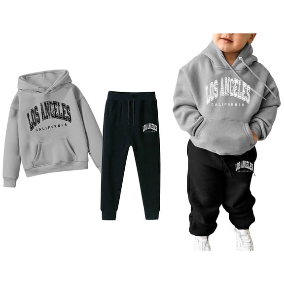Kids Sweatsuit 2 Piece Long Sleeve Printed Hooded Sweatsuits Pullover Jogger Set Fall Winter Clothes Girls' Clothing Sets 4-5 Years Boys Girls Fashion
