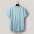 thumbnail image 7 of IYYVV Button Down Short Sleeve Shirts for Women V Neck Loose Roll Up Collared Shirt Casual Summer Tops with Pockets Light Blue XL, 7 of 7