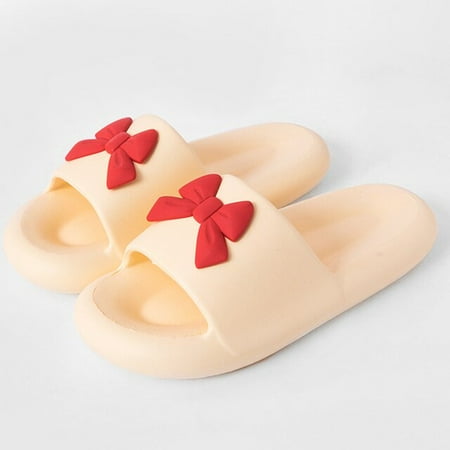 

CoCopeanut Cute Girl Heart Bow-knot Princess Women Slippers Indoor Bathroom Slides Non-slip Soft Sandals 2022 Summer New Woman Shoes