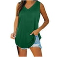 thumbnail image 2 of WCMZJ Womens Loose Fit Casual Flowy Tank Tops V Neck Trendy Sleeveless Side Split Summer Tops Clothes Outfits Green S, 2 of 6