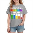 thumbnail image 4 of Boys Gray Funny Teacher T-Shirt, Kids Battery Life Graphic Tee for Preschool Teacher Gift, Cotton Casual Shirt, Kids to Youth Sizes, Back to School,Size 4 T, 4 of 6