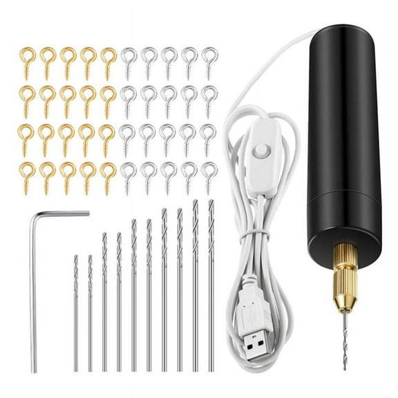 Electric Resin Drill Set,Including Eye Screws,Twist Bits Tools,Electric Mini for DIY Keychains Crafts Making
