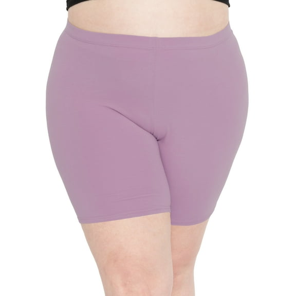 Stretch Is Comfort Women's Plus Size Cotton Biker Shorts Orchid Purple 5X
