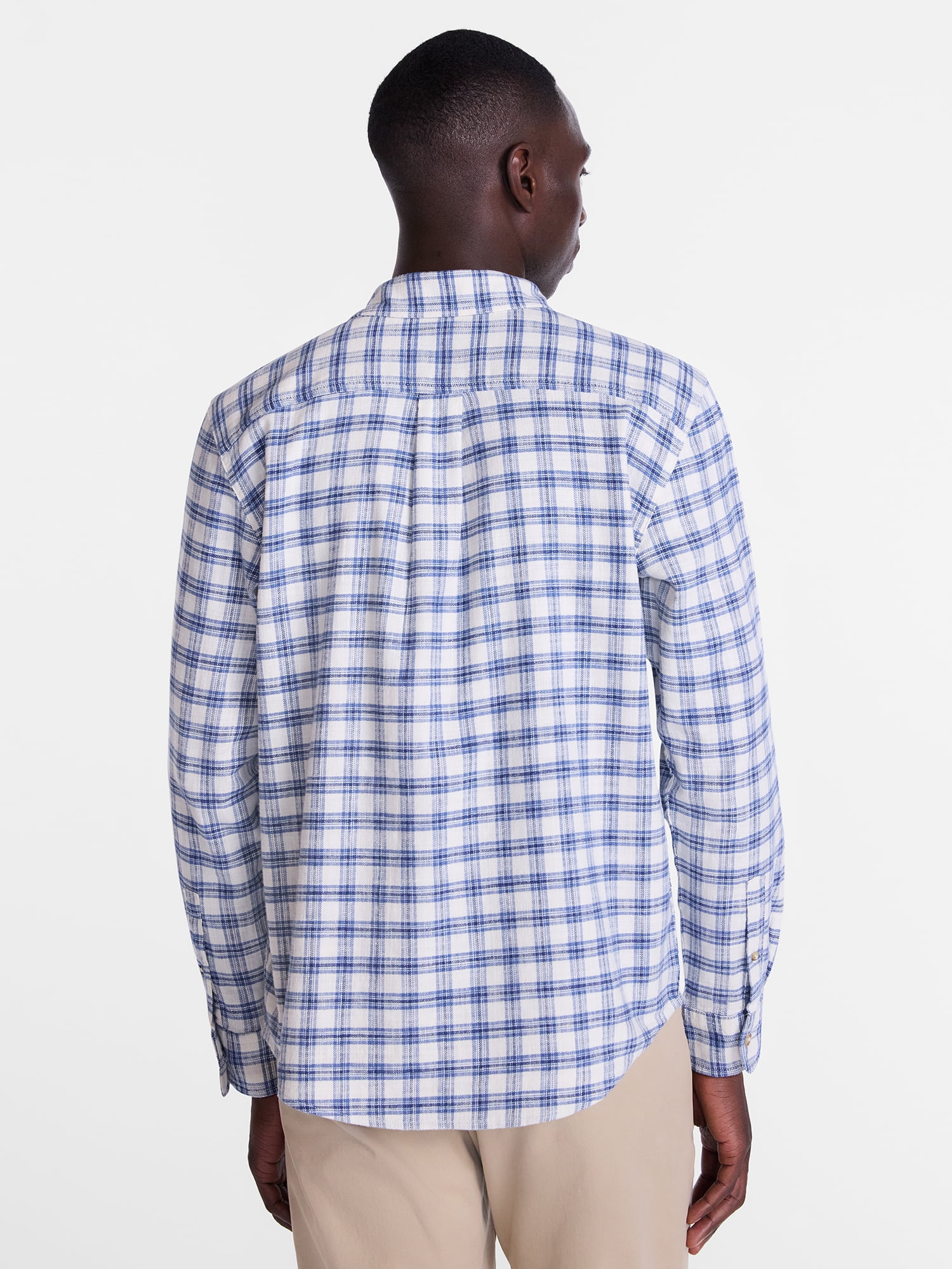 George Men's and Big Men's Slub Cotton Shirt with Long Sleeves, Sizes S-3XL