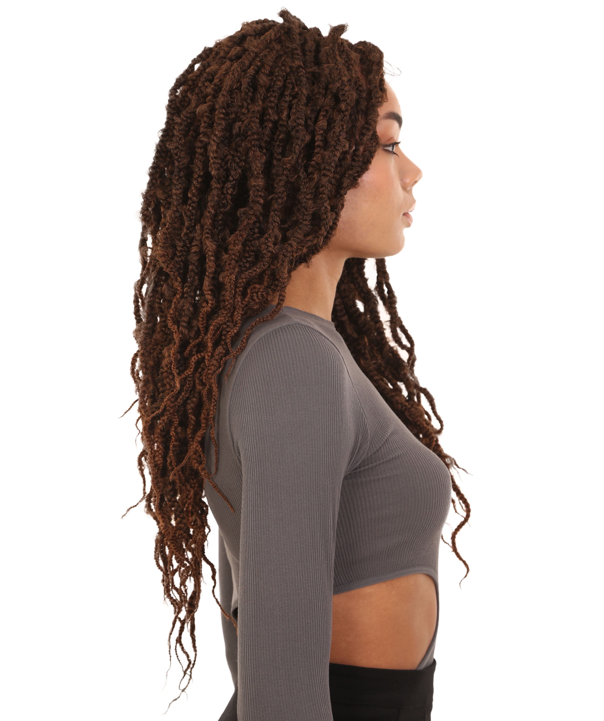 LUXLUXE Minia Curly Braid 27 inch Long 4X4 Hand Tied Lace Braid Braided Wig, Beauty Heat Resistant Fiber BLB-0155 (Black to Copper Blonde blend)