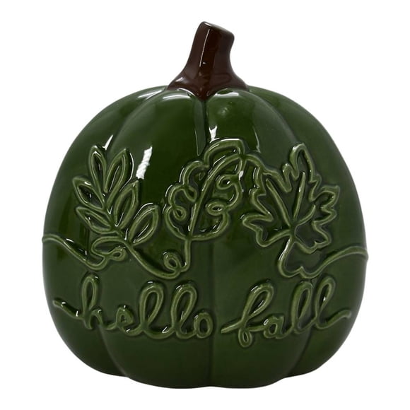 Calabaza Way to celebrate Harvest de cerámica Hello Fall verde 13 cm