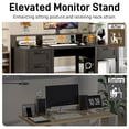 thumbnail image 4 of Blotout 59" Farmhouse Computer Desk with 4 File Drawer & Power Outlet & Led Lights, Rustic Wood Home Office Desk with Long Monitor Stand, Computer Writing Desk, Black, 4 of 10