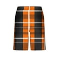 thumbnail image 3 of Jinhomg Mens Summer Lounge Shorts Casual Plaid Print Pajama Shorts Big and Tall Comfy Elastic Drawstring Waist Home Sleep Shorts with Pockets Daily Wear Orange M, 3 of 6