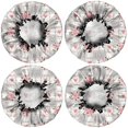 thumbnail image 2 of Shower Caps,Pioneer Flower Floral Print Pattern Waterproof Shower Cap for Women 4 Pieces,Double Reusable Hair Cover for Shower PEVA Elastic Stretch Hem, 2 of 7
