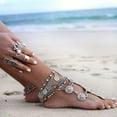 thumbnail image 5 of GKNET 1x Silver Boho Gypsy Coin Anklet Ankle Bracelet Foot Chain Ladies Delicate Jewelry J, 5 of 9