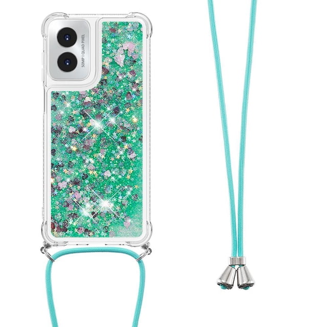 Funda FOXDOCK para Motorola Moto G Play 4G 2024 con Cuerda Ajustable, Brillo Líquido, Protección Antigolpes y Lente – Ideal para Regalo