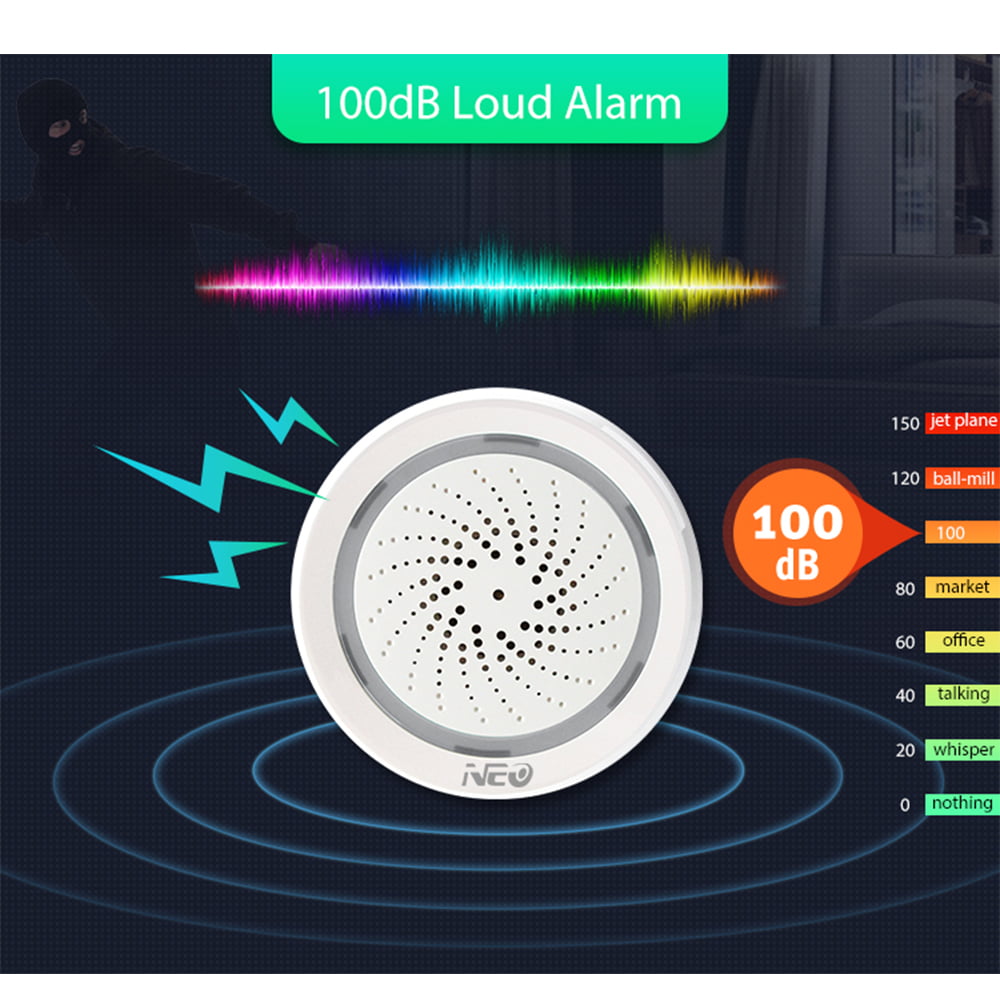 Adanse Temperature Humidity Alarm Sensor Wifi Siren Tuya Smart Life App Works with Echo Alexa Home IFTTT 