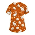 thumbnail image 5 of LTTVQM Women's Easter Scrub Tops 2026 Rabbit Eggs Graphic Funny Short Sleeve Scrub Tops Soft V-Neck Trendy Tops with Pockets Orange S, 5 of 5