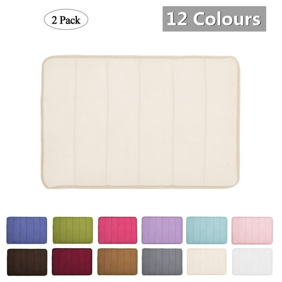 2 Pcs Memory Foam Bath Mat Non Skid Absorbent Soft ,16 x 24 inches Coffee