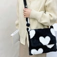 thumbnail image 2 of Bolso bandolera grande con patrón de piel suave para mujer (corazón negro) Likrtyny Para estrenar, 2 of 9