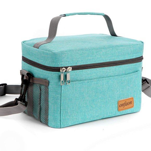 Bolsa de almuerzo ONFAON con aislamiento, 27 x 17 x 17 cm, 7,5 L, color cian