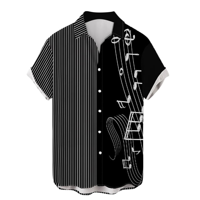 Chemises et Hauts à Manches Courtes pour Hommes, Mode Décontractée, Instruments de Musique Imprimés en 3D Numériques, pour Style Quotidien et Occasions Décontractées