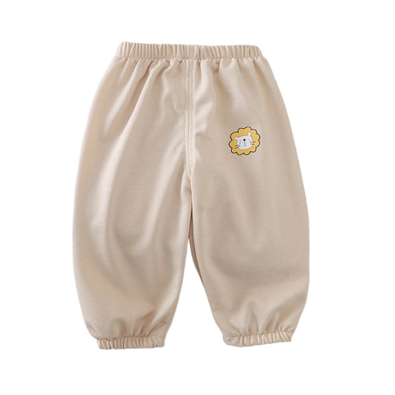 Pants for Boys Loose Fit Elastic Solid Print Trousers Breathable Daily Wear 18-24 Months