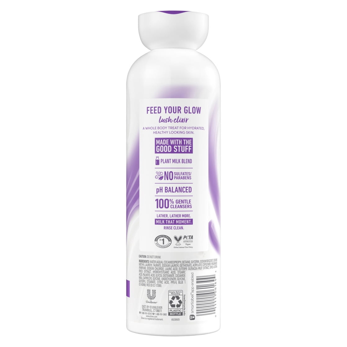Dove Plant Milk Cleansing Body Wash Acai & Rice Milk, 17.5 fl oz